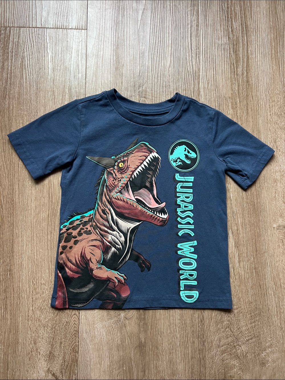 Jurassic World Boys Navy Blue Short Sleeve Dinosaur Graphic Tee Size 4